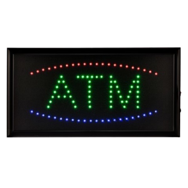 Alpine Industries 19" x 10" LED Rectangular Blue and Green ATM Sign with Two Display Modes, PK2 ALP497-12-2pk